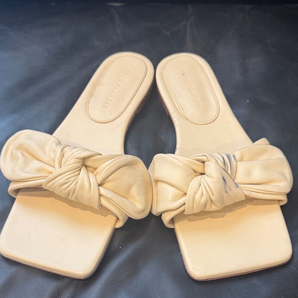Dear Frances Cream Knotted Slide Sandals